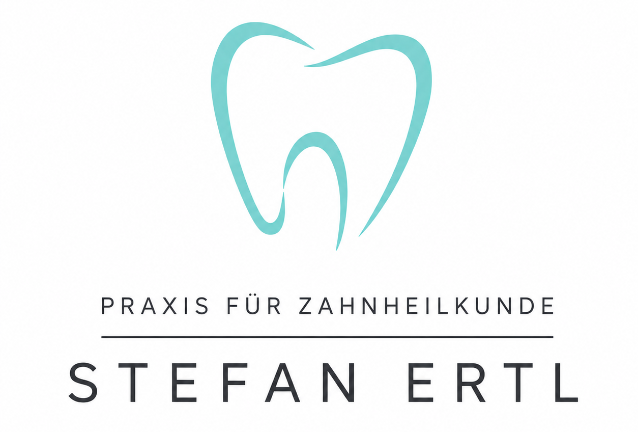Logo for Praxis für Zahnheilkunde Stefan Ertl with teal tooth icon and gray text