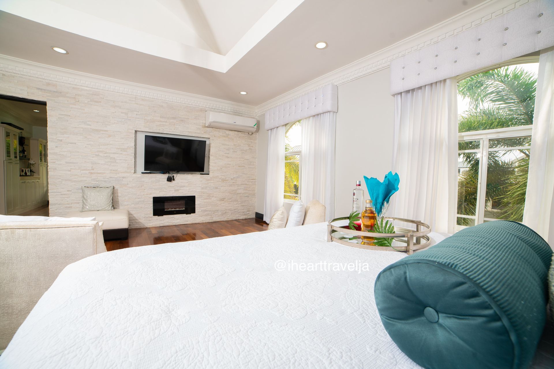 There is a large bed in the middle of the room.