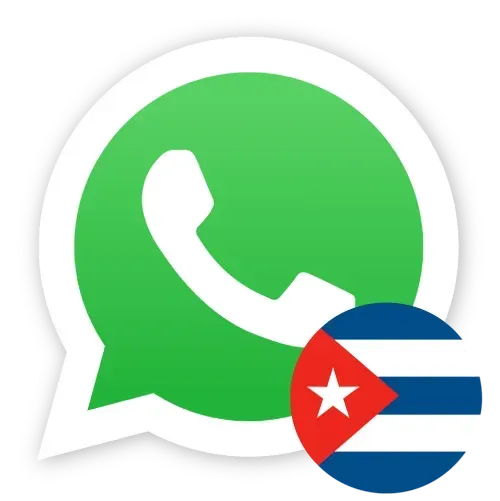 Un logo de WhatsApp con una bandera cubana al lado.