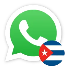 Un logo de WhatsApp con una bandera cubana al lado.