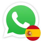 Un logotipo de WhatsApp con una bandera española en la esquina.