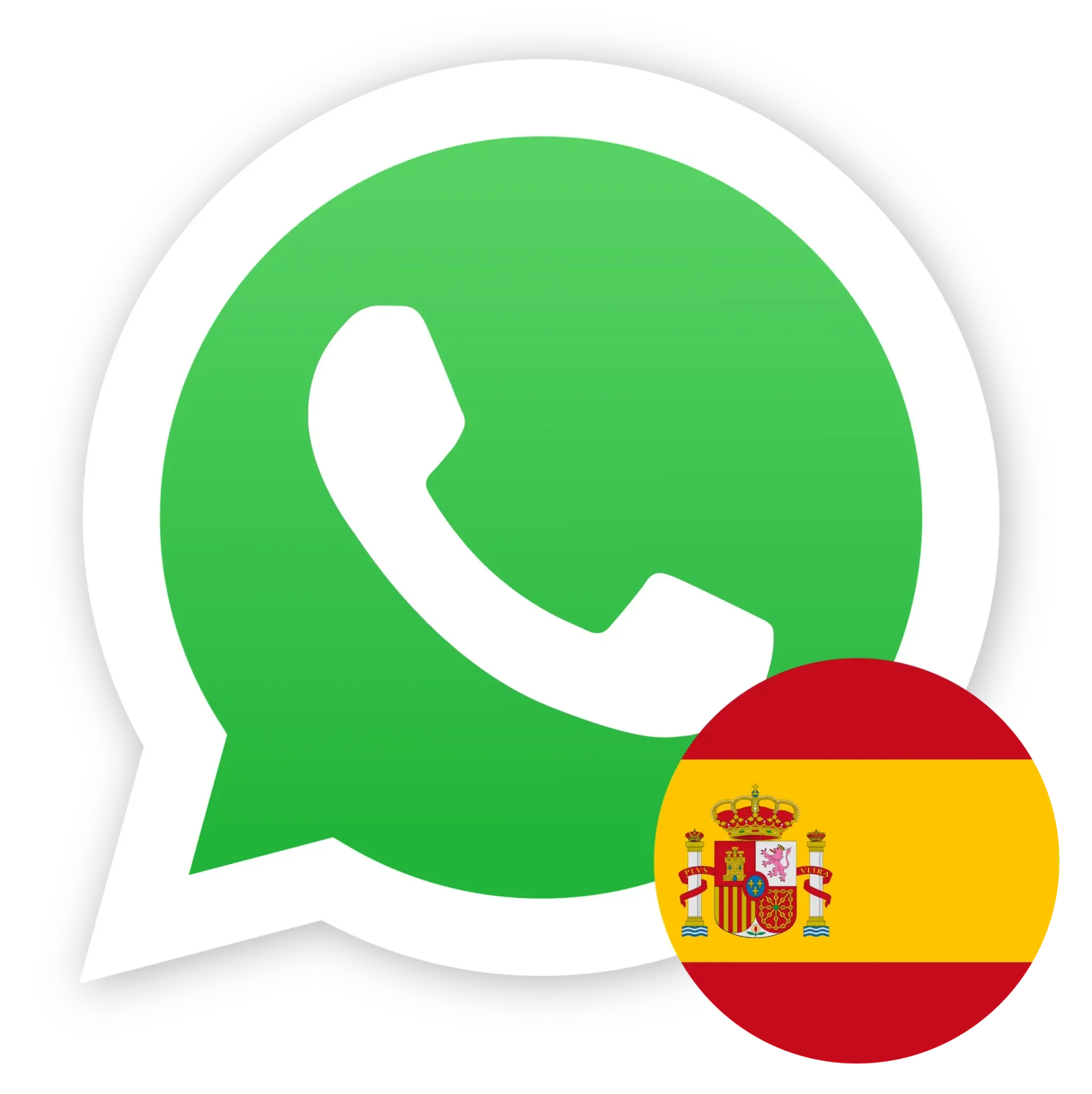 Un logotipo de WhatsApp con una bandera española en la esquina.