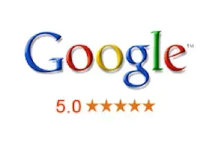 Un logotipo de Google con 5 estrellas.