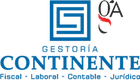 Logo de Gestoría Continente en azul, con sello “Q&A” y servicios fiscal, laboral, contable y jurídico.