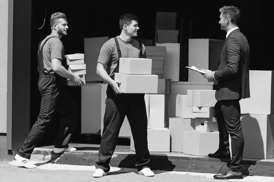 Des employés de l'entreprise organisent un déménagement