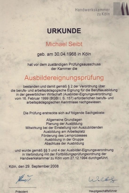 Michael Seibt Ausbildereignungsprüfung