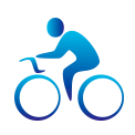 Una persona está montando una bicicleta sobre un fondo blanco.