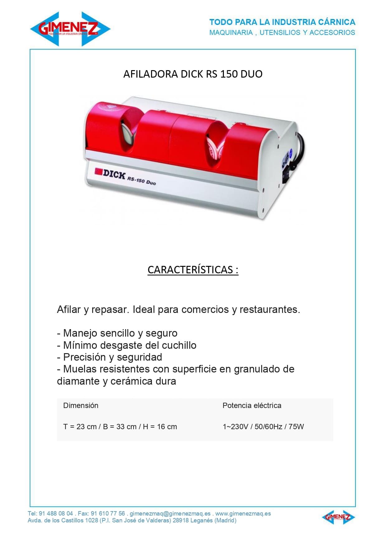 Folleto de afiladora Dick