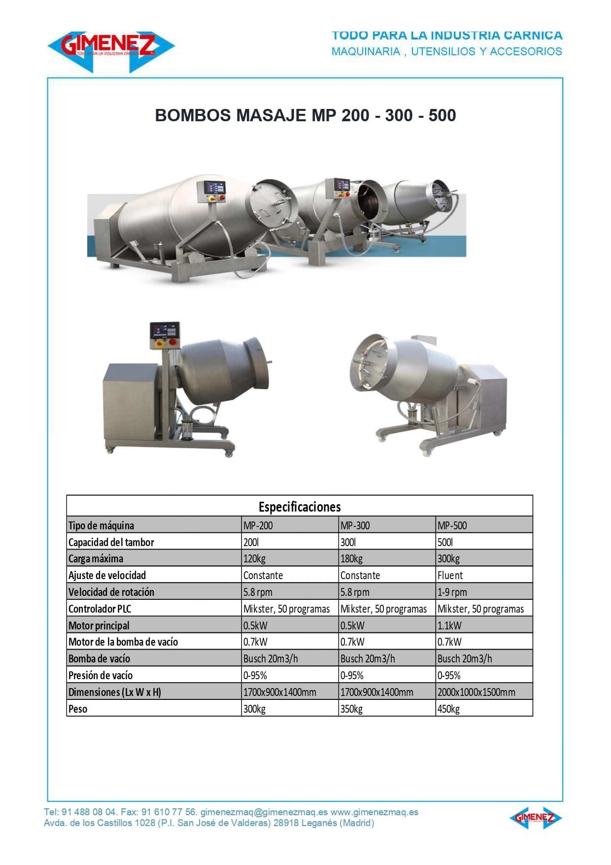 Un folleto con una imagen de una máquina y una mesa.