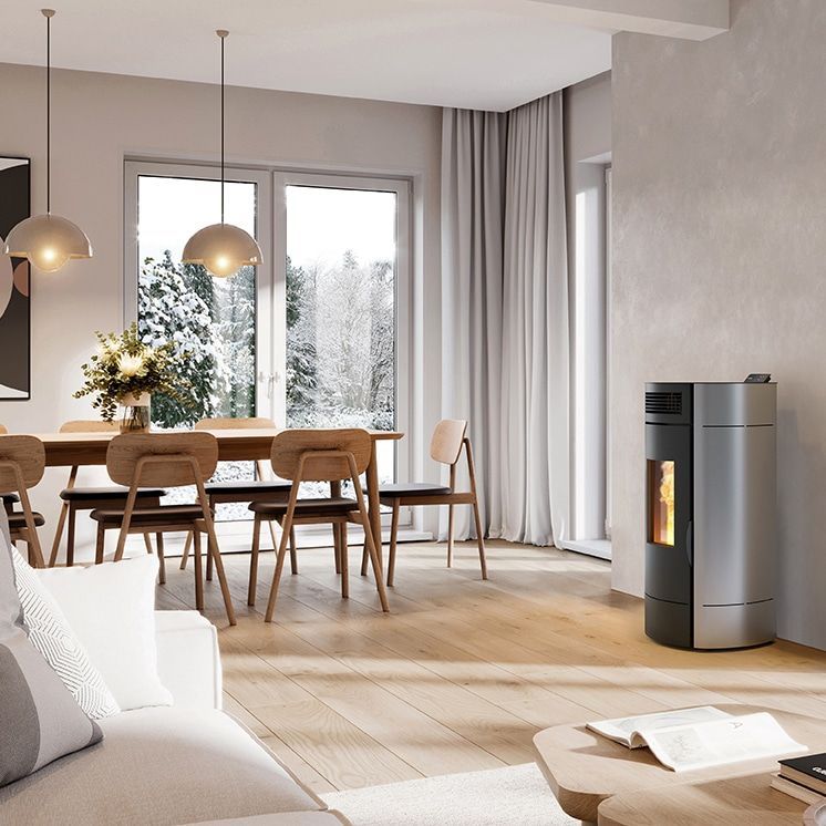 Un poêle dans une salle à manger