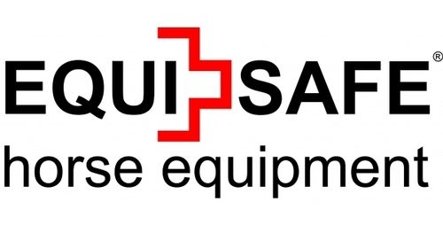 Le logo de l'équipement pour chevaux Equi Safe est noir et rouge.
