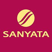Le logo de sanyata est un cercle jaune avec un as dessus.