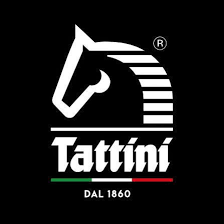 Le logo de Tattini est un cheval blanc sur fond noir.