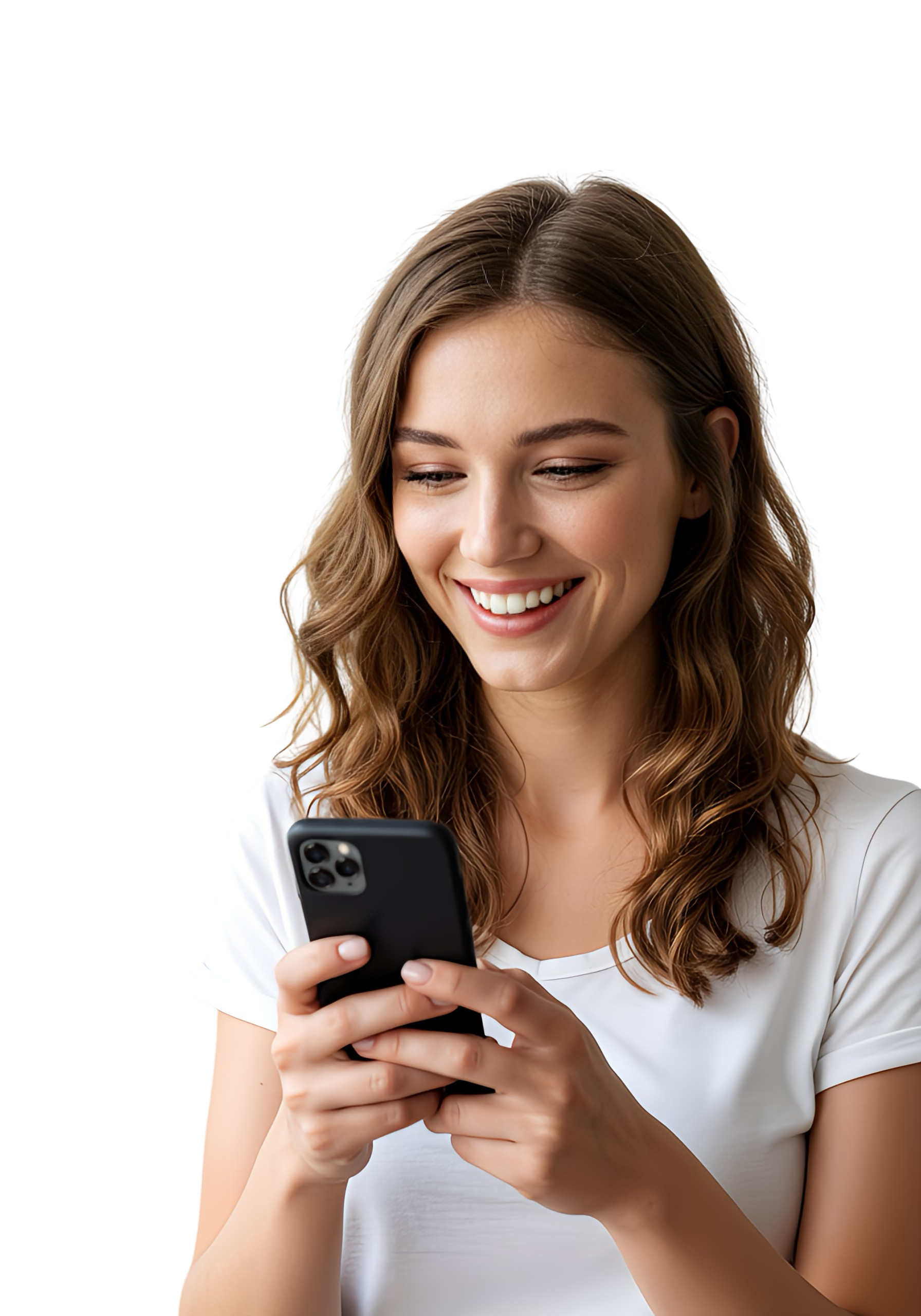 Une femme sur son téléphone.