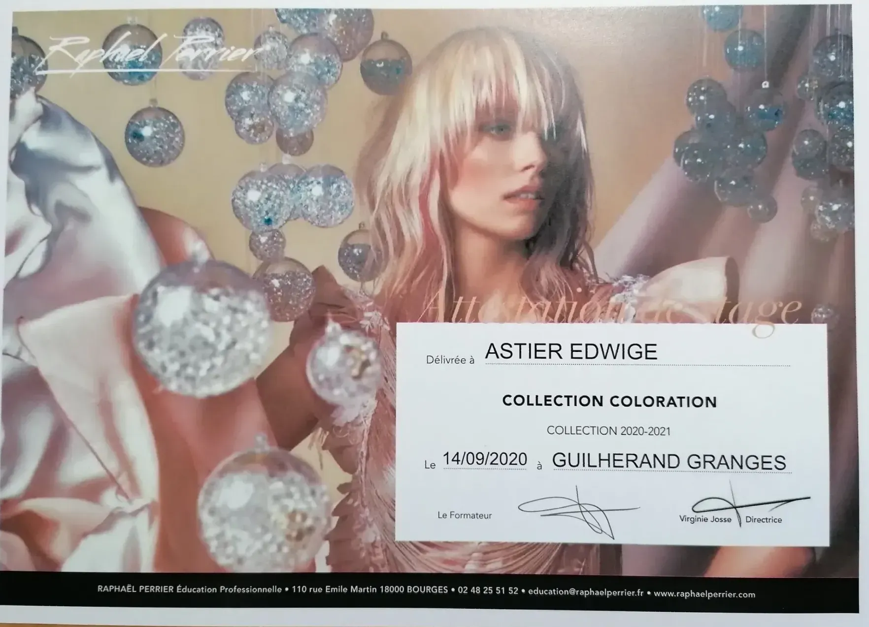 Attestation de stage collection coloration