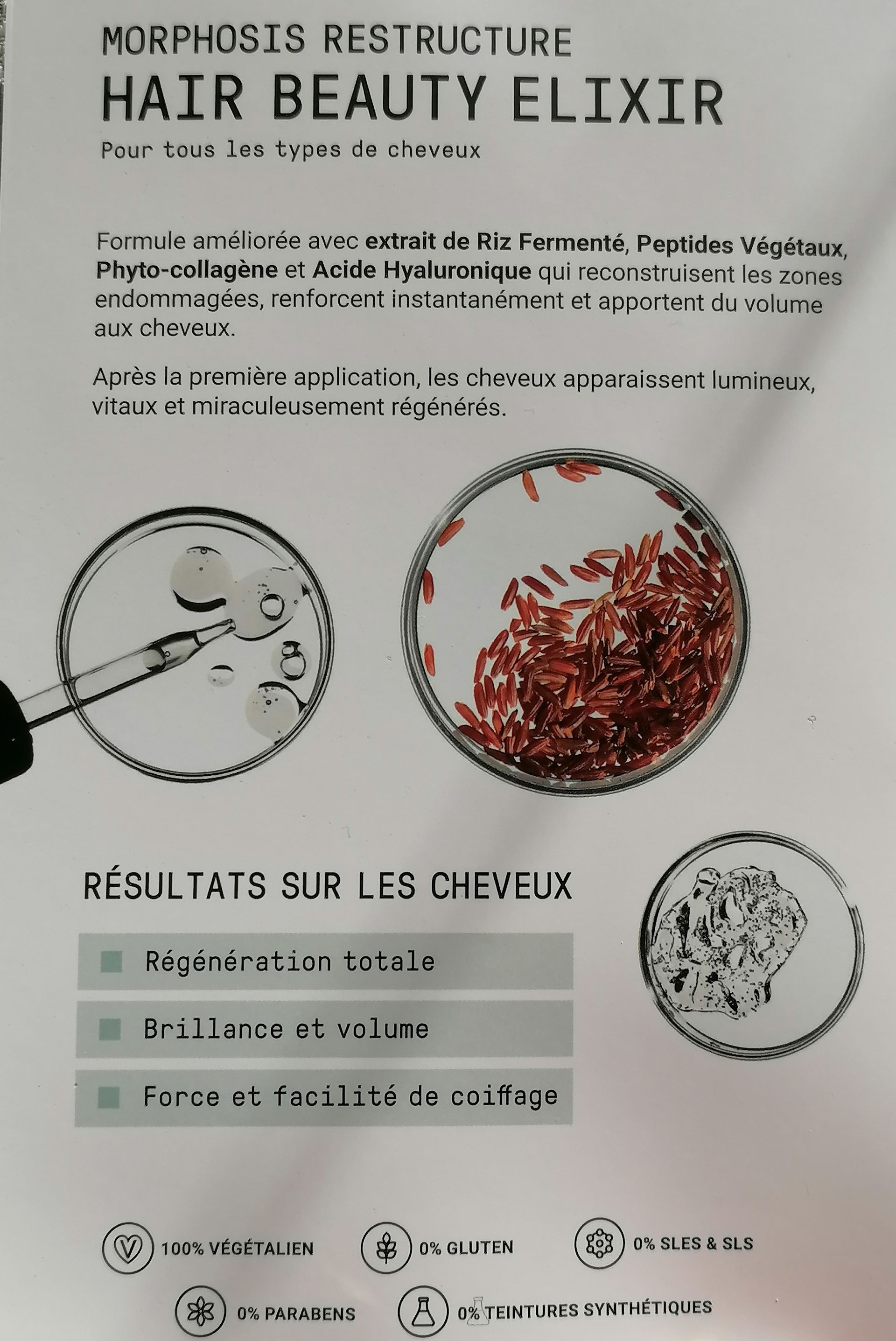 Informations concernant le produit Morphosis Restructure Hair Beauty Elixir
