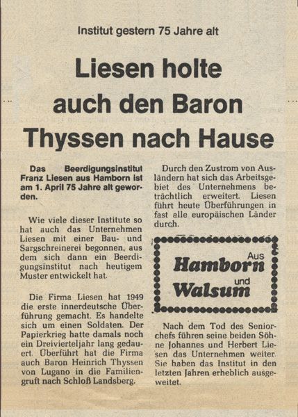 Alter Zeitungdausschnitt