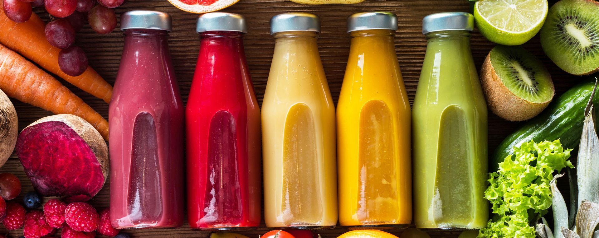 Bouteilles de jus de fruits