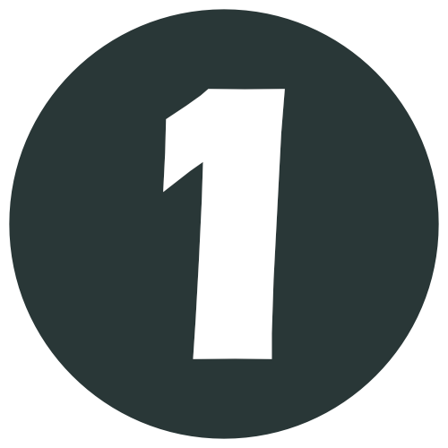 El número uno en letra blanca centrado dentro de un círculo gris oscuro.