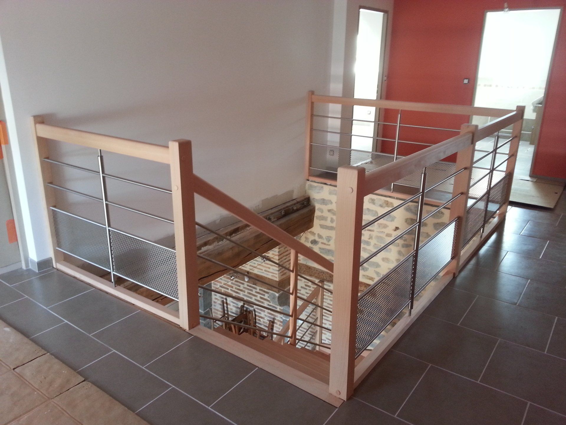 Garde-corps bois et inox