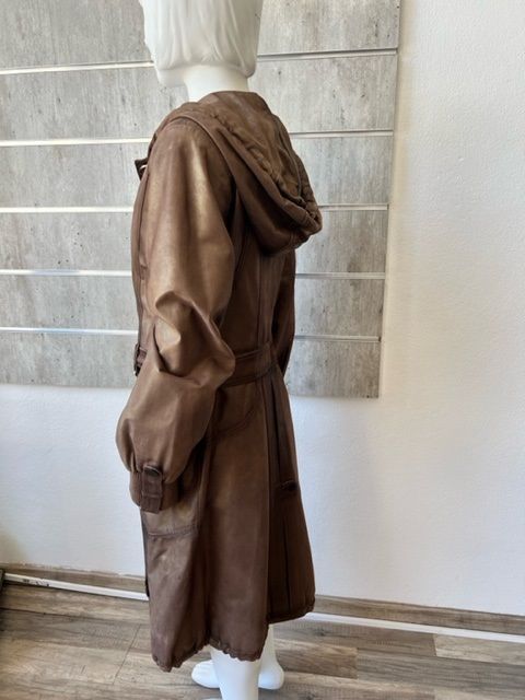 Manteau long en cuir femme