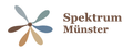Logo für Spektrum Münster, mit einem blumenartigen Design in gedeckten Farben und Text auf der rechten Seite.