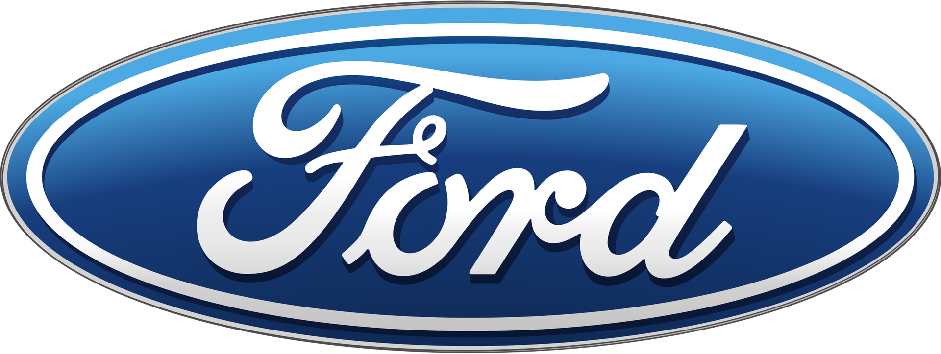 Un logotipo de Ford azul y blanco sobre un fondo blanco.
