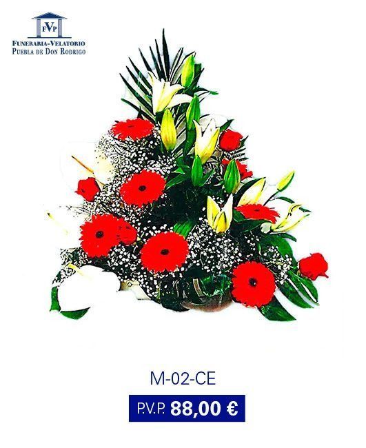 Un ramo de flores rojas y amarillas con un precio de 88,00 euros.