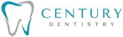 A logo for century dentistry with a tooth on it.