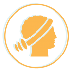 Logo silhouette orange à l'intérieur d'un fin cercle orange sur fond blanc