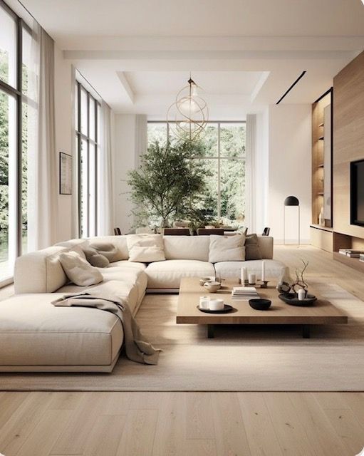 Una sala de estar con un sofá y una mesa de café.