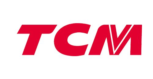 Un logotipo tcm rojo sobre un fondo blanco.