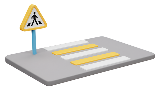 Un passage piéton en 3D jaune et blanc