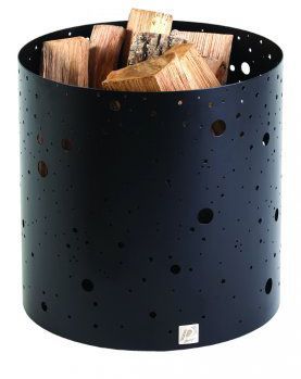 Rangement bois voie lactee noir givre avec bois