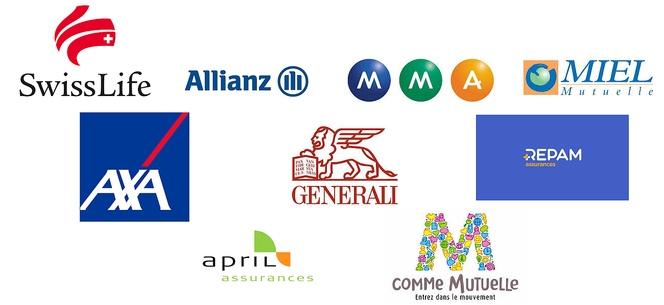 Swiss Life, Allianz, Generali, AXA, MMA, April, Repam, Miel Mutuelle, M Comme Mutuelle.