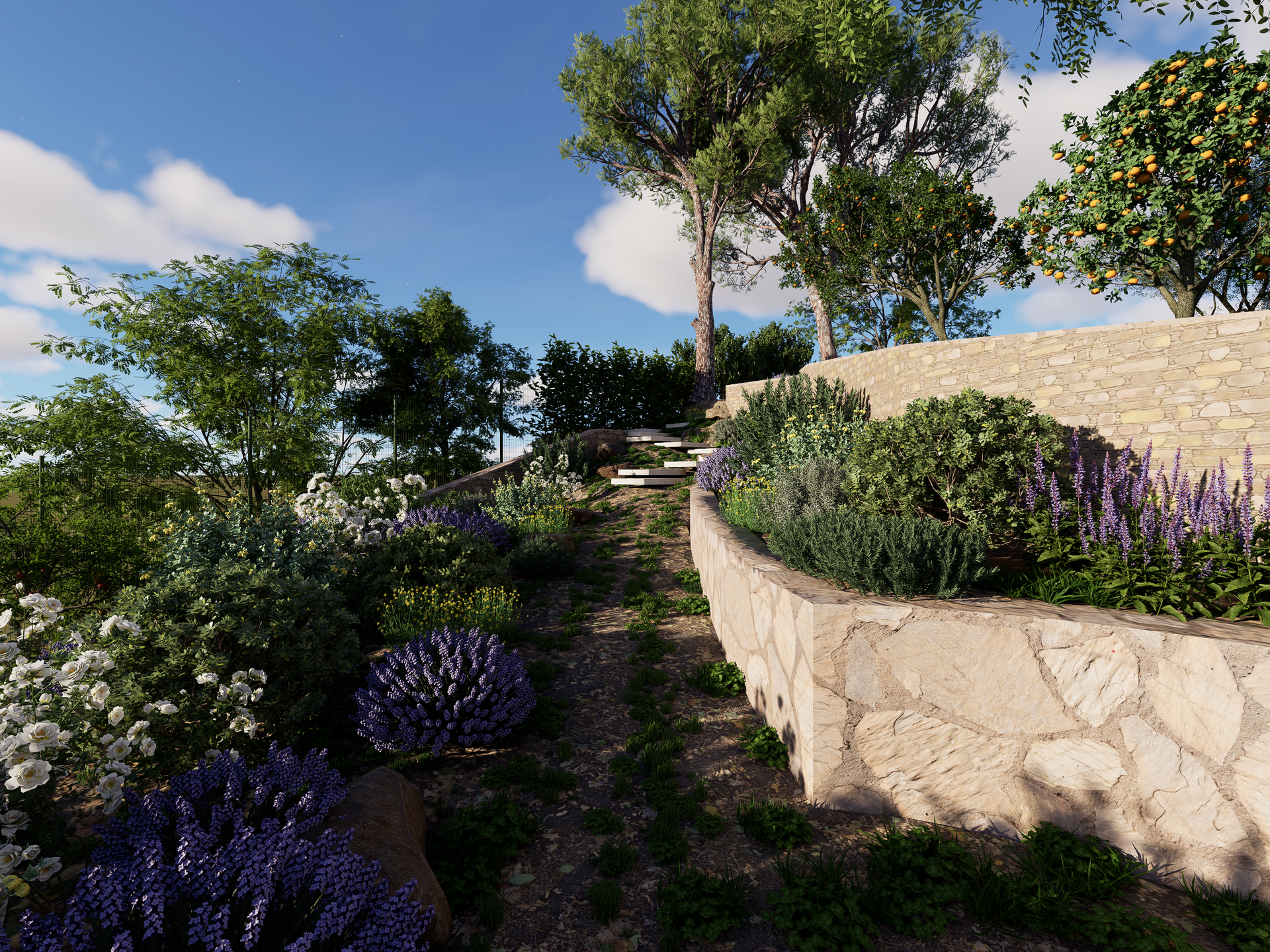 Massif en place d'un aménagement