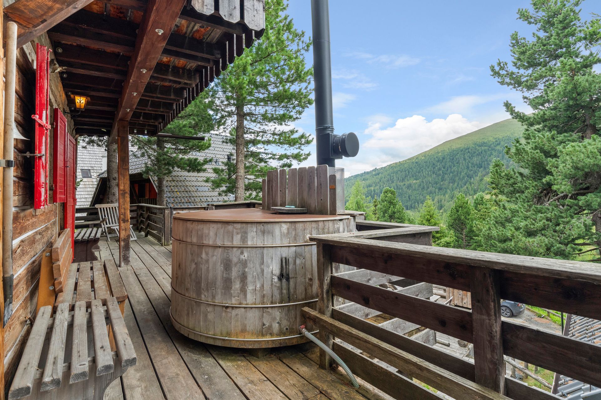 HotPot, Wellness, Sauna, Terrasse, Nockberge, Zirbe, Zirben