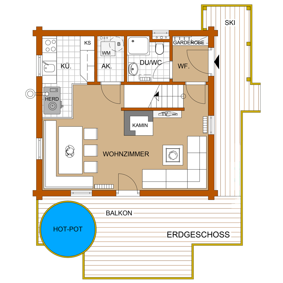 Grundriss Erdgeschoss Hochgamshütte