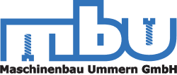 Logo für Maschinenbau Ummern GmbH in Blau und Schwarz mit stilisierter Maschinenschrift