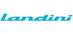 El logotipo de Landini es azul y blanco sobre fondo blanco.