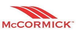 Un logotipo rojo y blanco de McCormick sobre un fondo blanco.