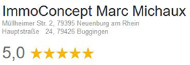 Eine Google-Bewertung für Immoconcept Marc Michaux mit fünf Sternen