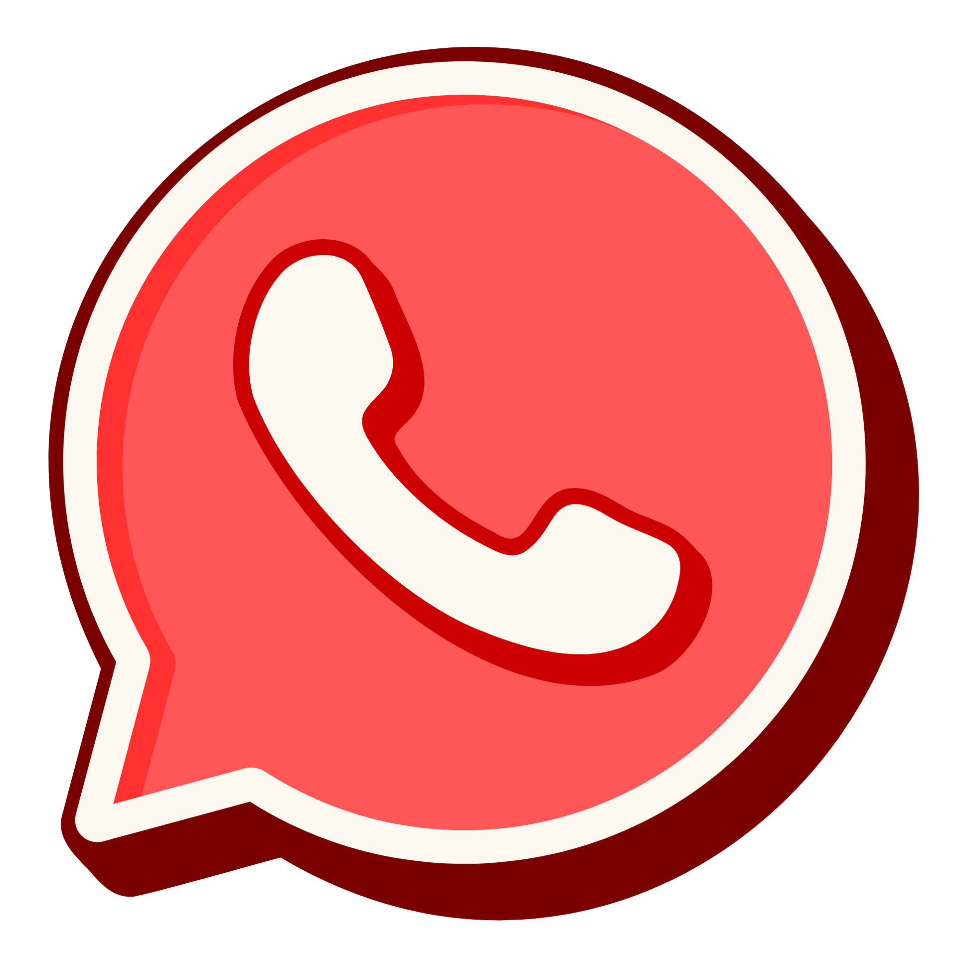 Un téléphone blanc dans une bulle rouge et bordeaux.