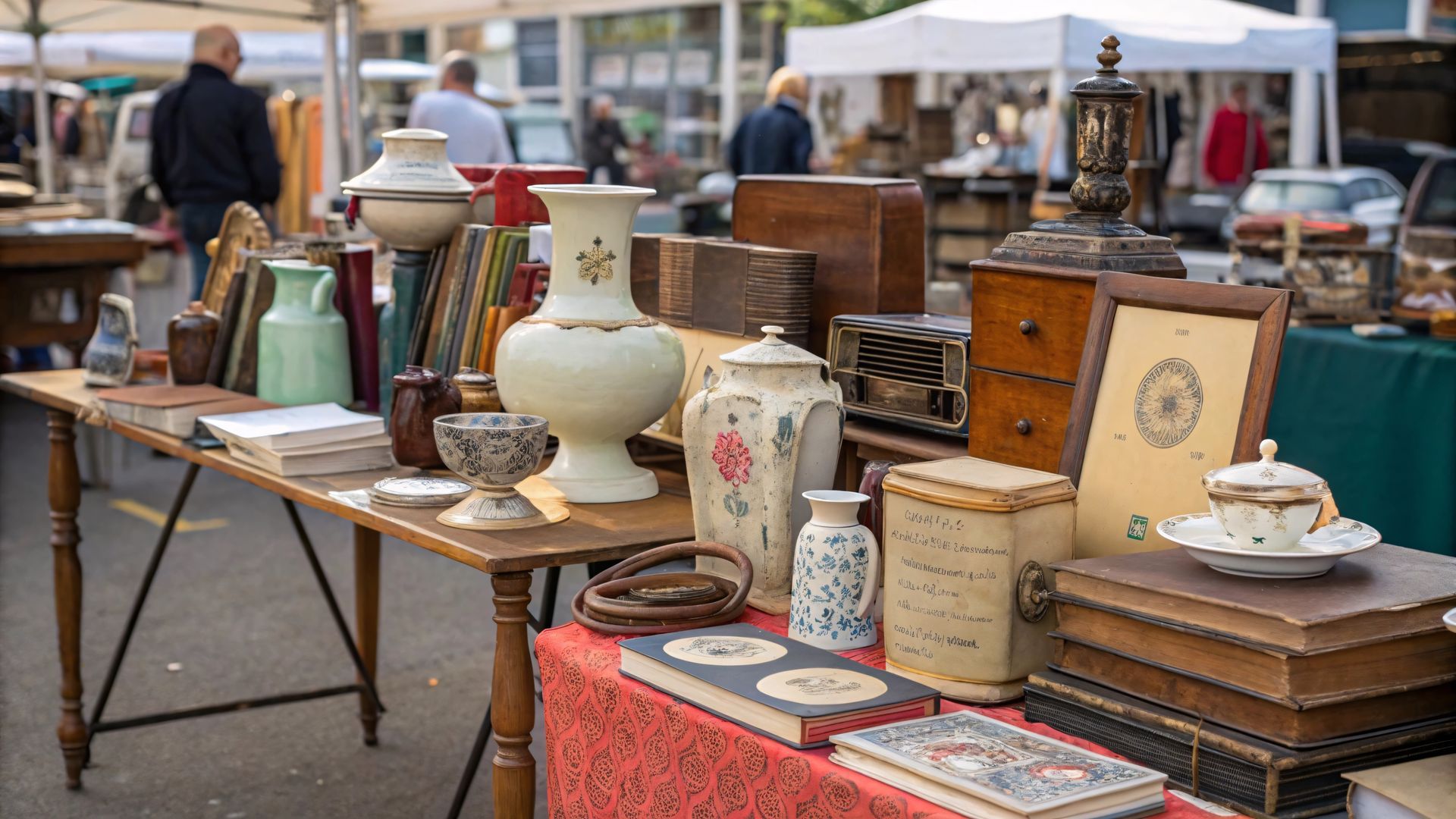 Une brocante avec de vieux objets