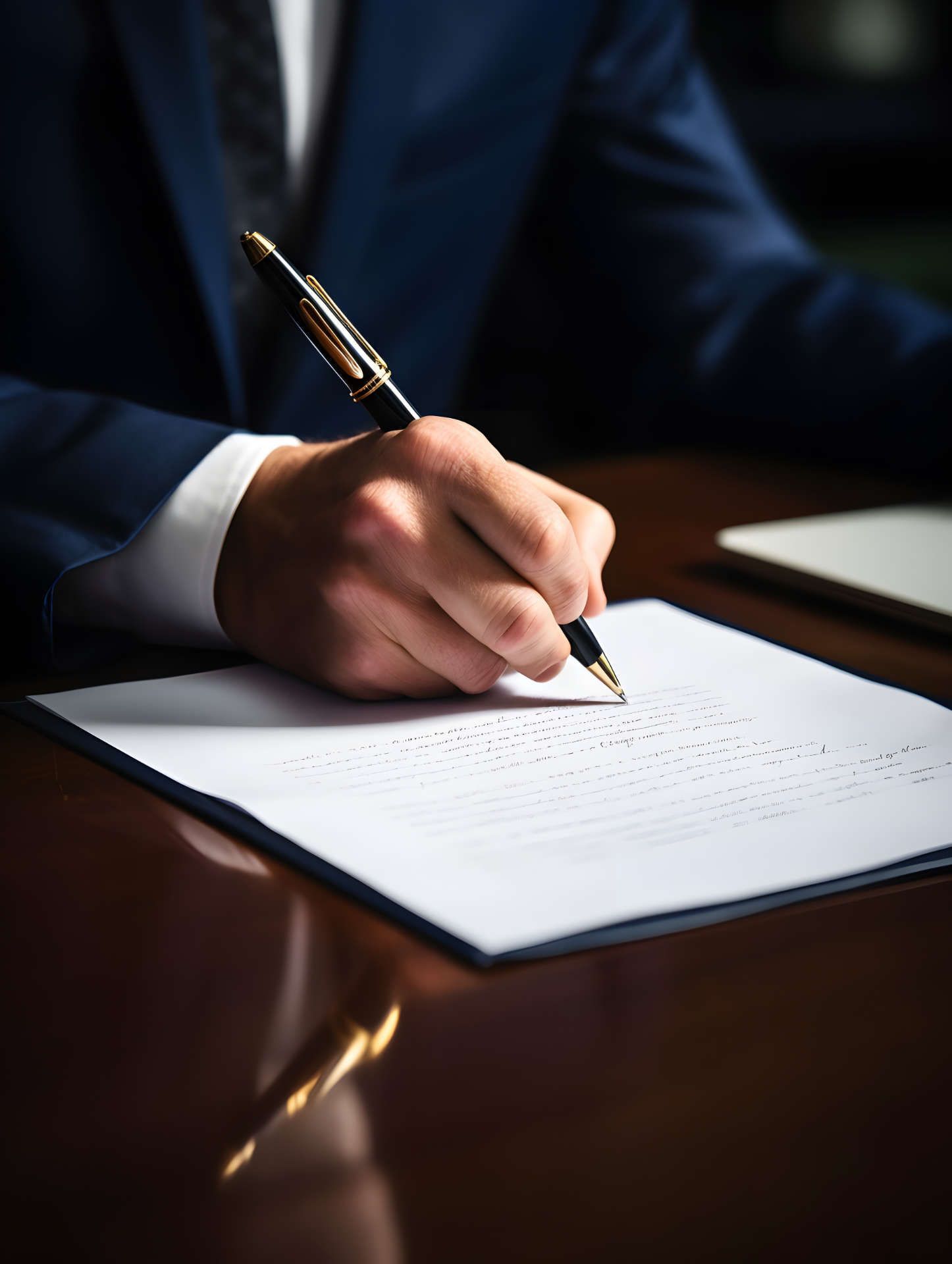 Rechtsanwalt unterzeichnet Dokument