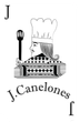 Tarjeta de Jack de Canelones; chef sosteniendo un utensilio, con texto "J. Canelones".
