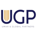 Logotipo da UGP em azul marinho e dourado com o texto “Umar & Global Partners”
