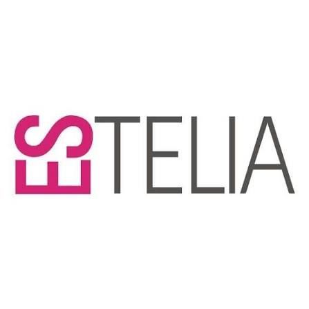 Logotipo de EsTelia en rosa y texto gris sobre fondo blanco