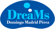 Logotipo ovalado azul con la inscripción “DreaMs Domingo Madrid Pérez” en texto blanco y azul claro.