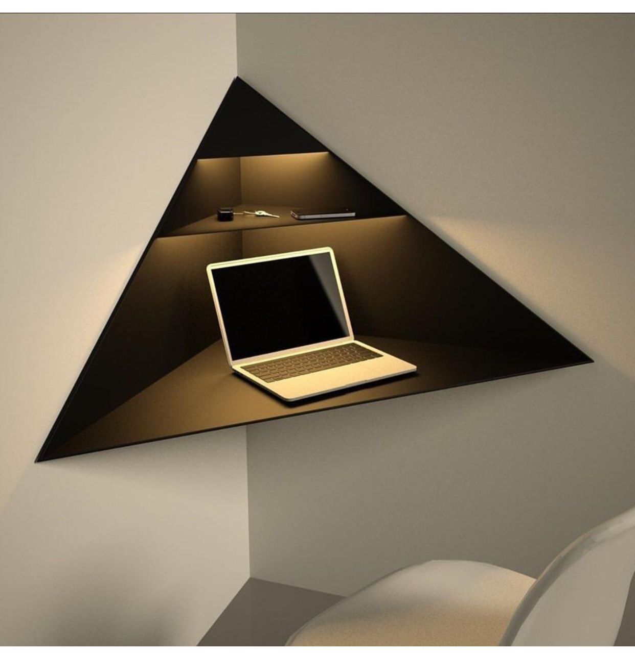 Création d'espaces de travail avec un renfoncement dans le mur